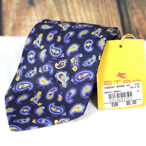 ETRO MILANO MEN'S TIE NEW 100% SILK MADE IN ITALY - Picture 2 of 8